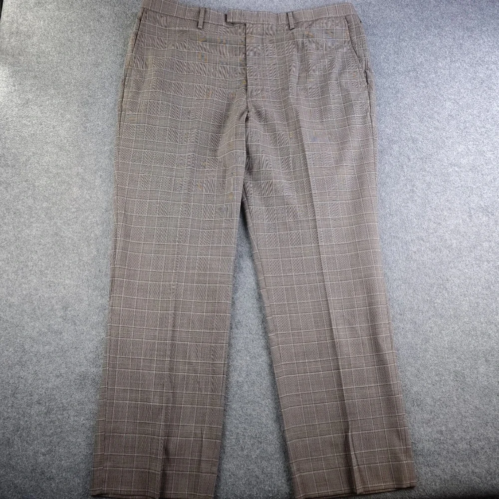 Banana Republic Dress Pants Mens 38x32 Slim Fit Brown Houndstooth Wool Stretch